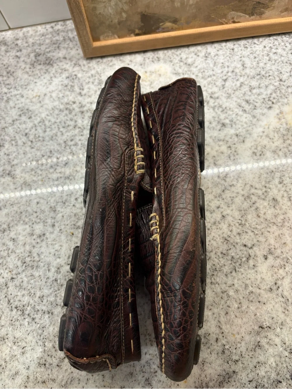Martin Dingman Men's Dark Brown Croc-Embossed Leather Loafers